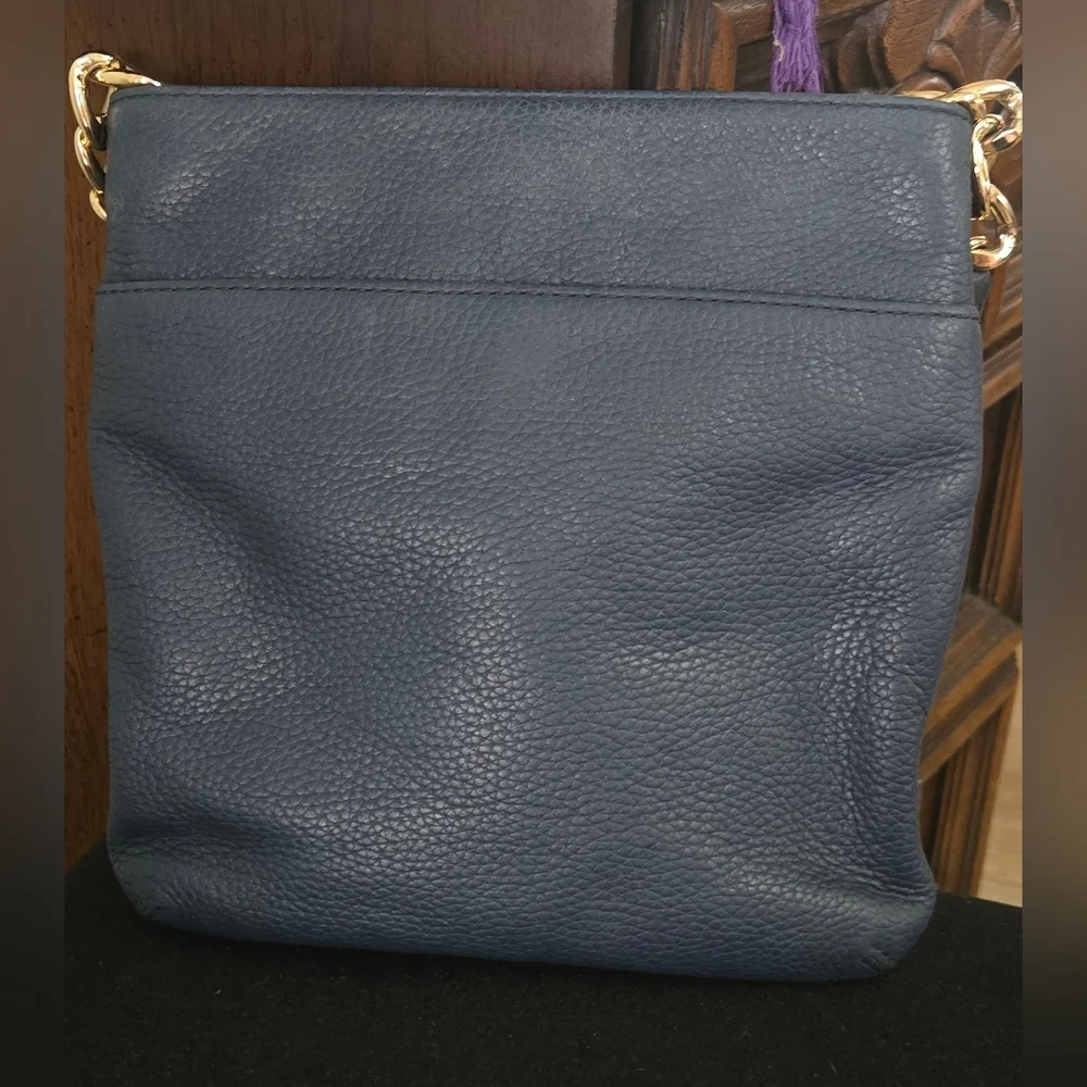 Michael Kors Dark Blue Crossbody Bag with Gold Accents - Picture 5 of 12